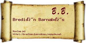 Bredián Barnabás névjegykártya